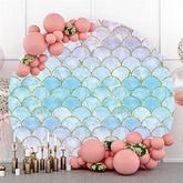 Lofaris Blue And Purple Mermaid Round Baby Shower Backdrop